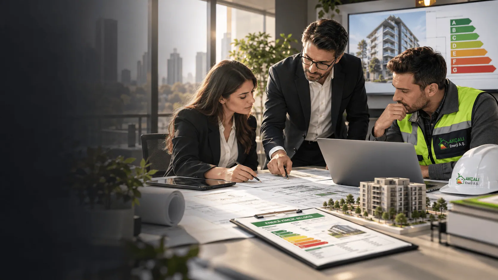 Bina projeleri ve enerji performansı üzerinde çalışan Akçalı Enerji mühendislik ekibi